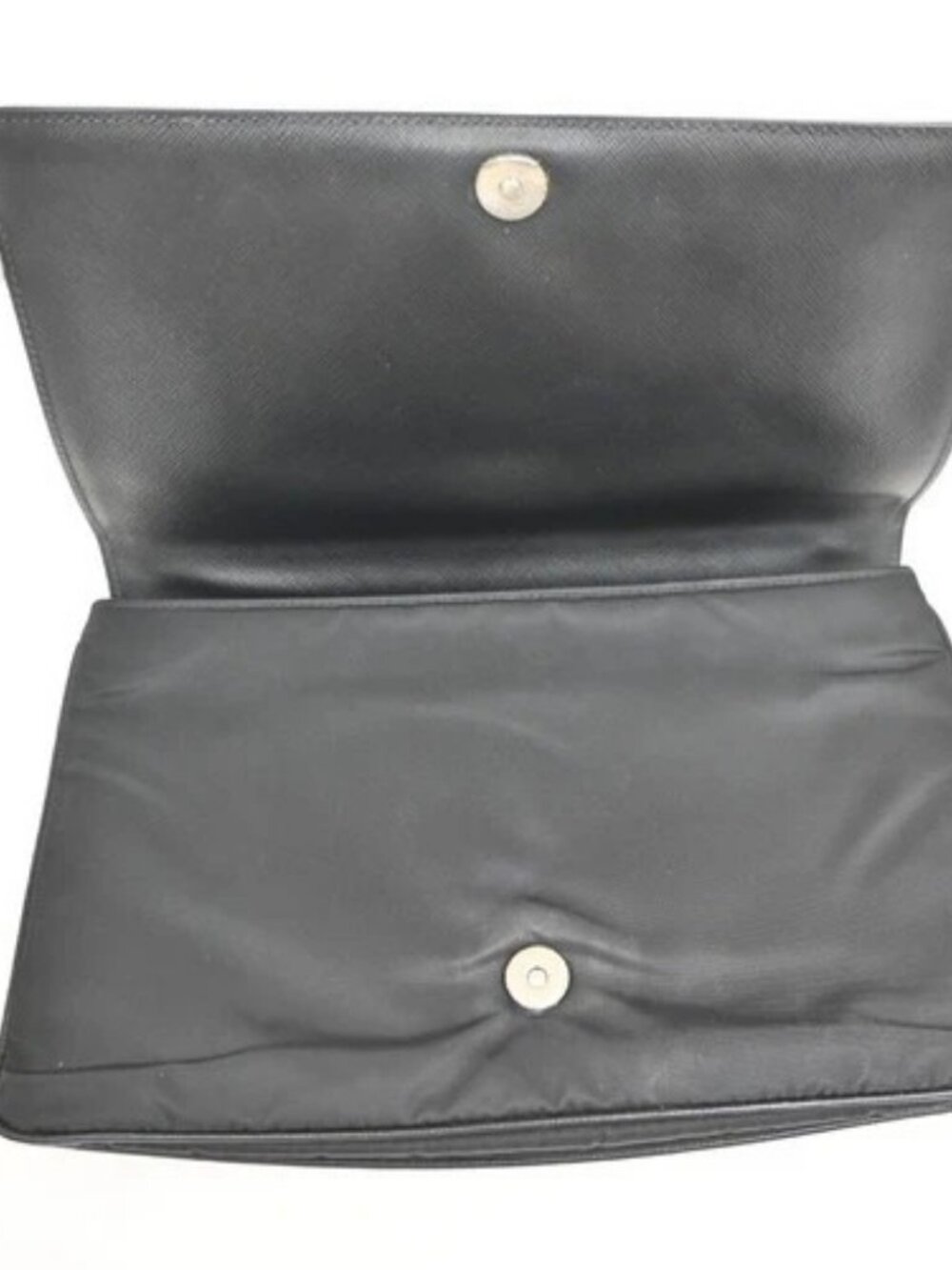 PRADA Saffiano Diagonal Chain Shoulder Bag Nylon Leather Black SHW 10ZA204 - Picture 9 of 15